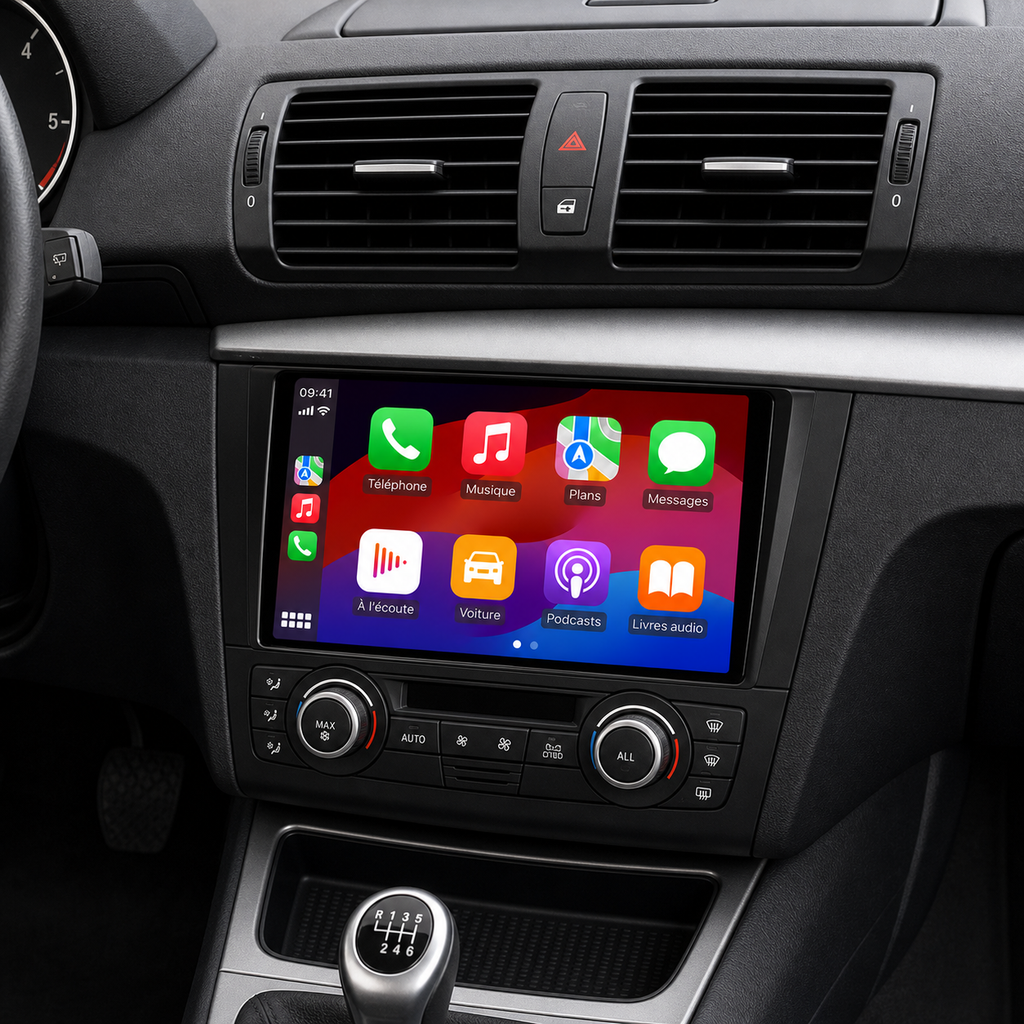 Écran CarPlay compatible avec BMW Série 1 [2004-2011] - Climatisation automatique