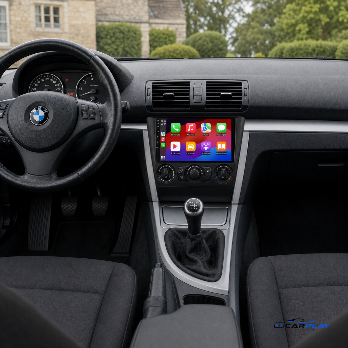 Écran CarPlay compatible avec BMW Série 1 [2004-2011] - Climatisation manuelle