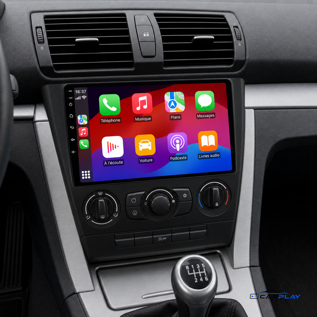 Écran CarPlay compatible avec BMW Série 1 [2004-2011] - Climatisation manuelle