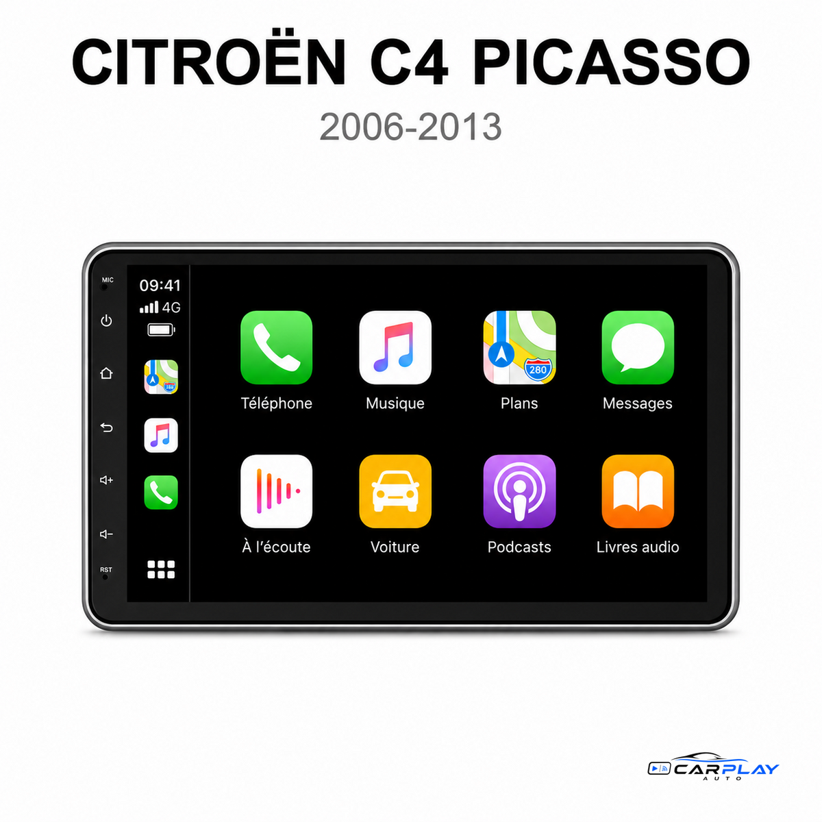 Écran CarPlay compatible avec Citroën C4 PICASSO [2006-2013]