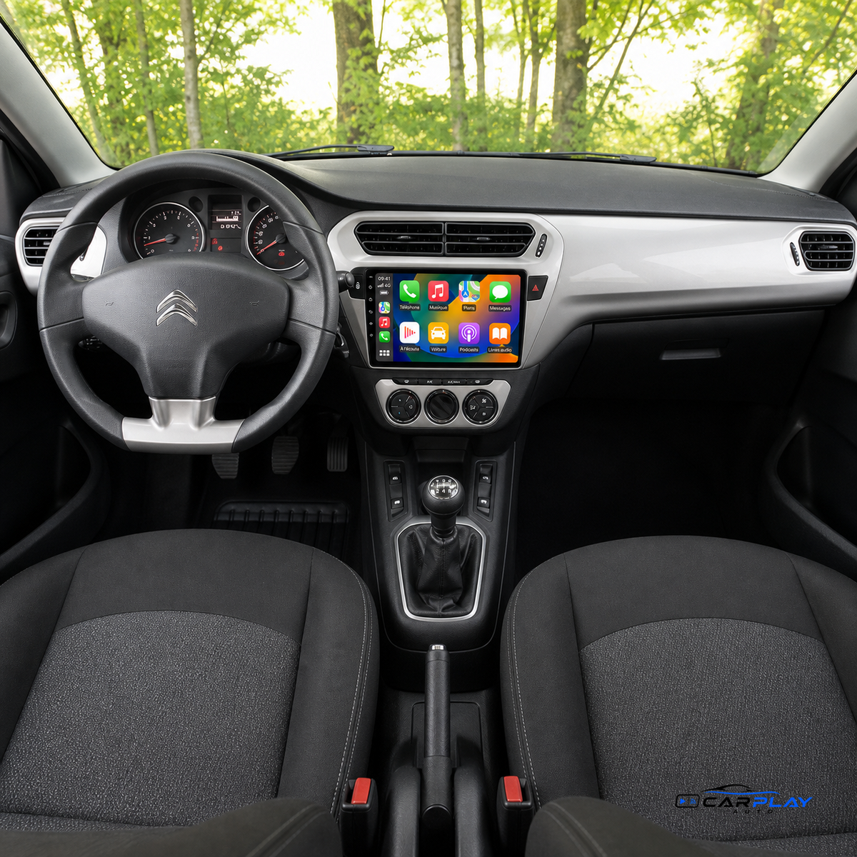 Écran CarPlay compatible avec Citroën C-ELYSEE 2012-2016 (GRIS)