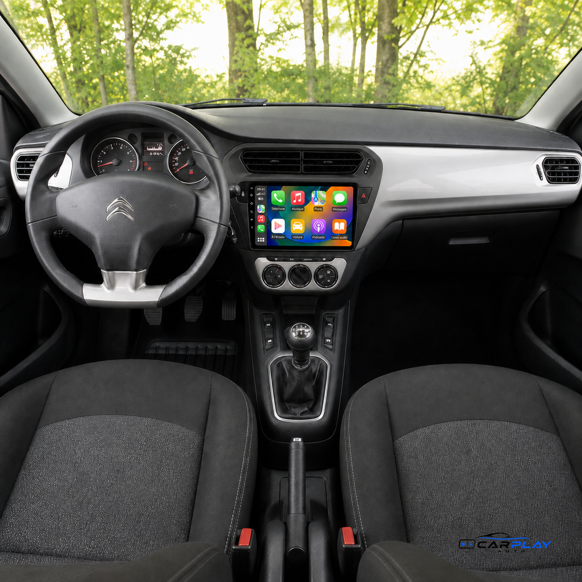Écran CarPlay compatible avec Citroën C-ELYSEE 2012-2016 (NOIR)
