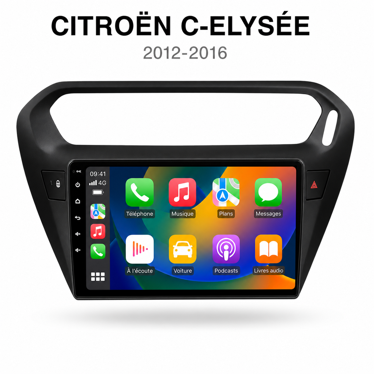 Écran CarPlay compatible avec Citroën C-ELYSEE 2012-2016 (NOIR)