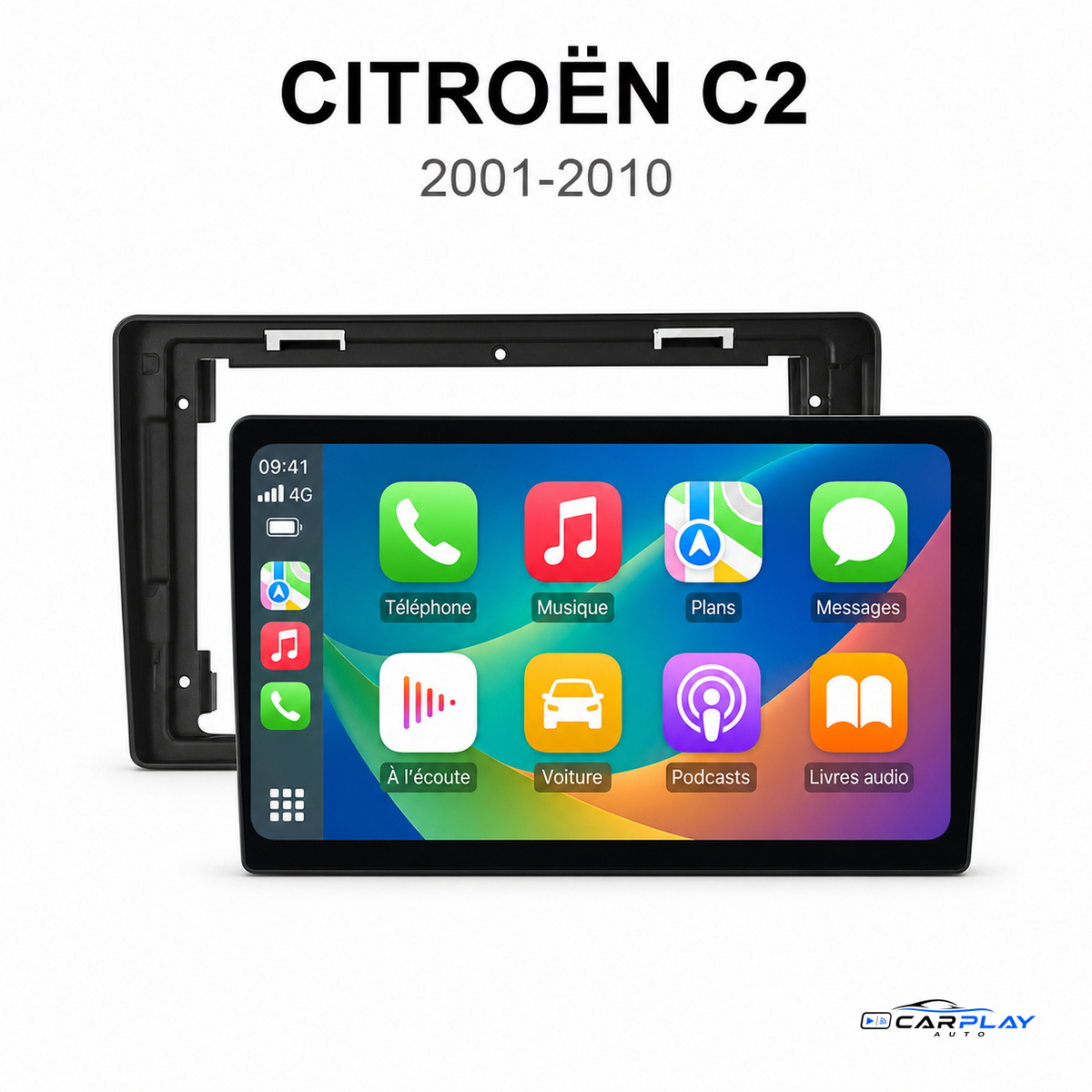 Écran CarPlay compatible avec Citroën C2 [2001-2010]