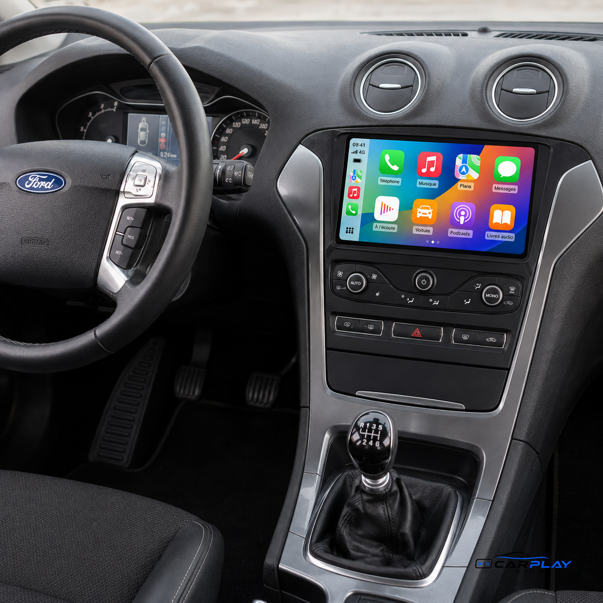 Écran CarPlay compatible avec Ford Mondeo [2010-2014] Type B - Boutons en bas