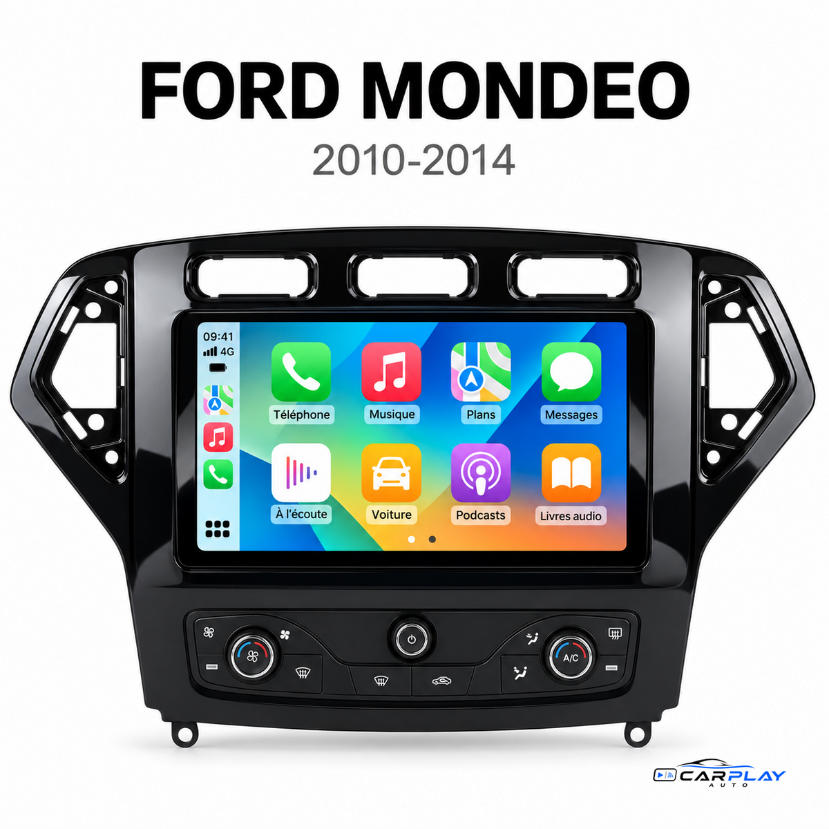 Écran CarPlay compatible avec Ford Mondeo [2010-2014] Type A - Boutons en haut