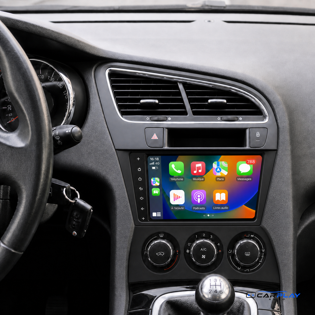 Écran CarPlay compatible avec Peugeot 5008 [2009-2016] CLIM. MANUELLE