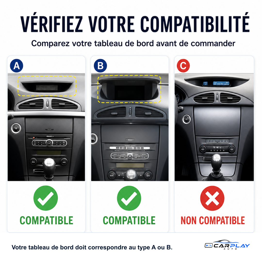 Écran CarPlay compatible avec Renault Laguna 2 [2001-2007] Type A (Voir Image)