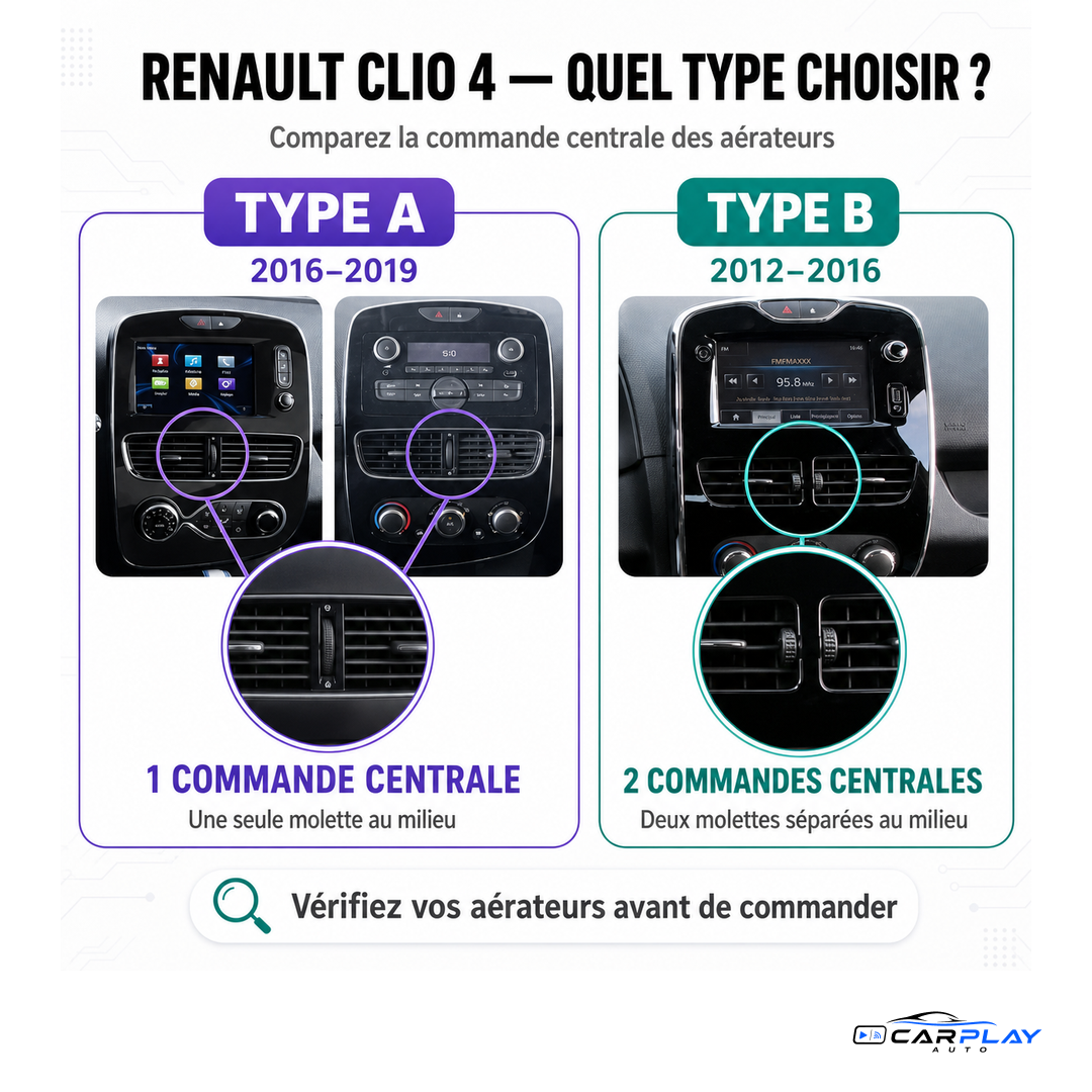 Écran CarPlay compatible avec Renault Clio 4 [2016-2019] - Type A