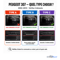 Écran CarPlay compatible avec Peugeot 307 [2002-2013] Type A ( Voir Image )