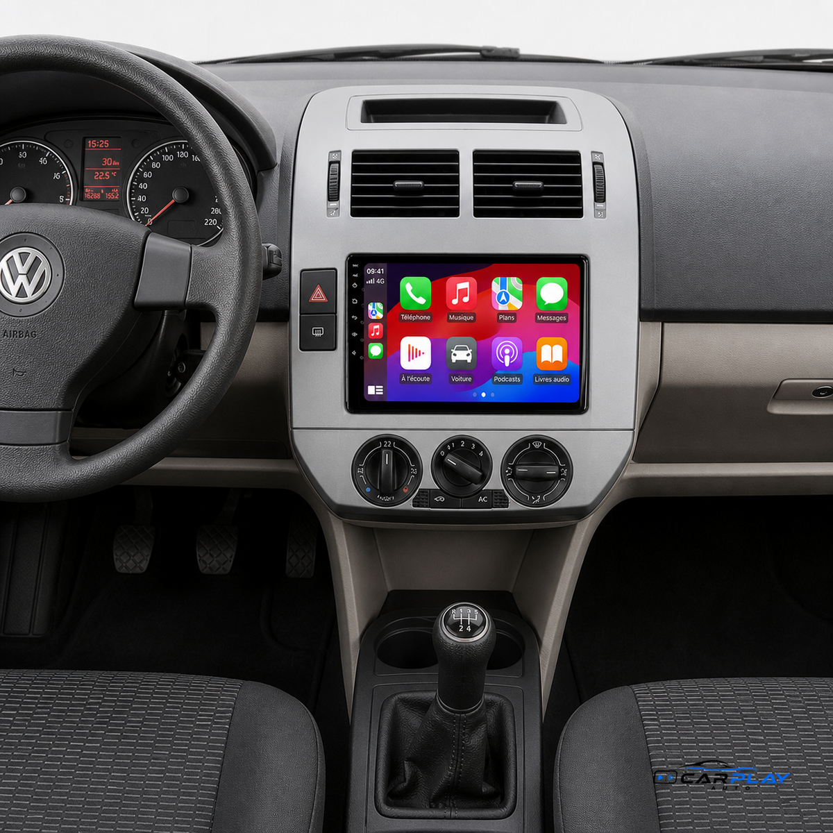 Écran CarPlay compatible avec Volkswagen Polo 4 [2001-2009] Type A - Gris