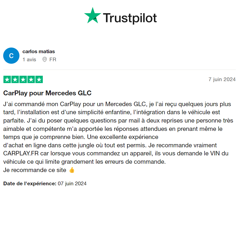 Apple Carplay pour Mercedes système NTG 5+ Classe C W205 et GLC