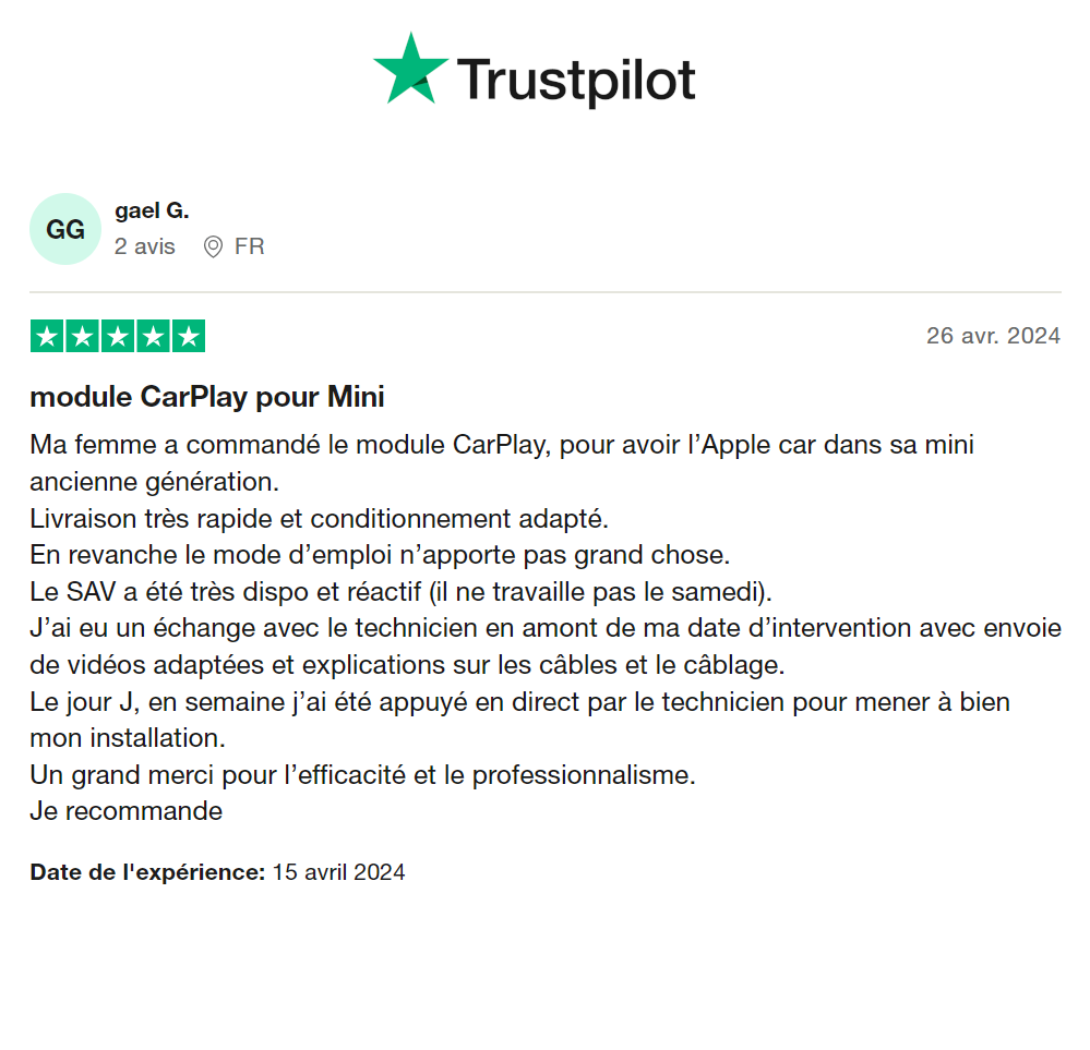 Apple Carplay pour Mini 2005-2007