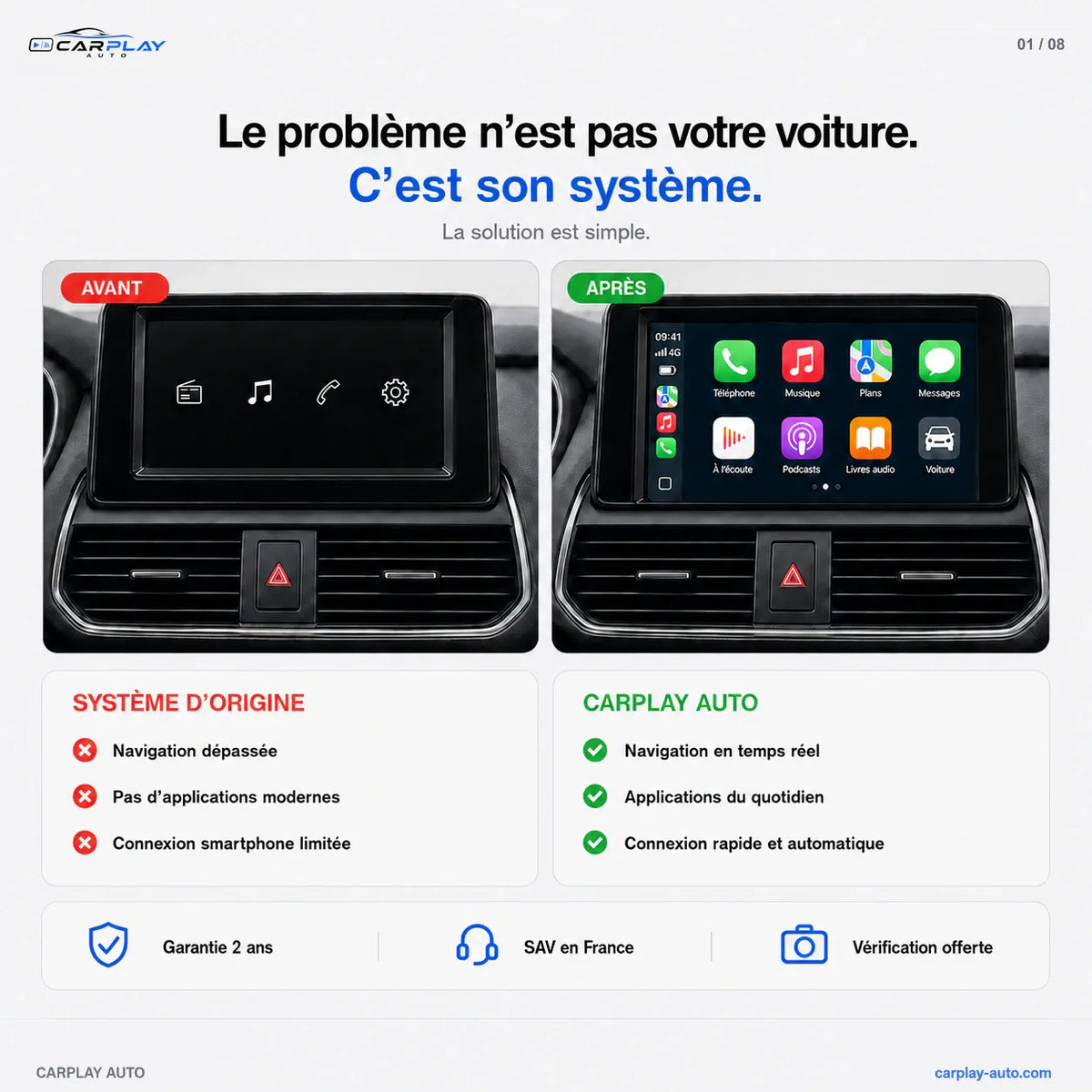 Boîtier CarPlay compatible avec BMW - Poste d'origine EVO ID6