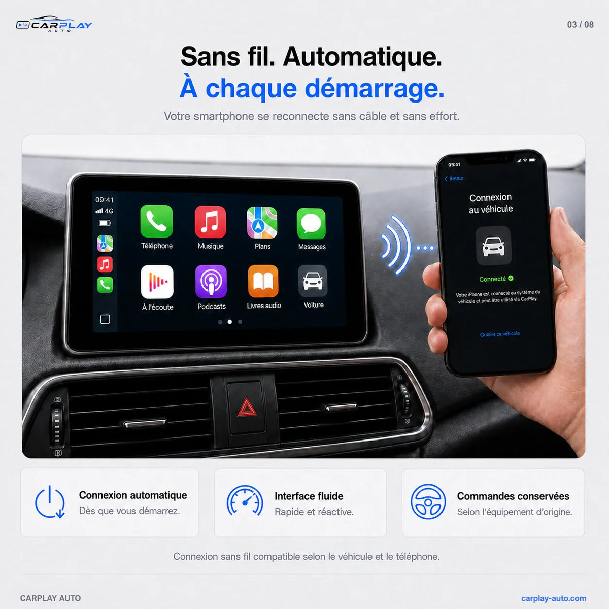 Boîtier CarPlay compatible avec Audi A6 [2012-2018] HN+ - Écran d'origine