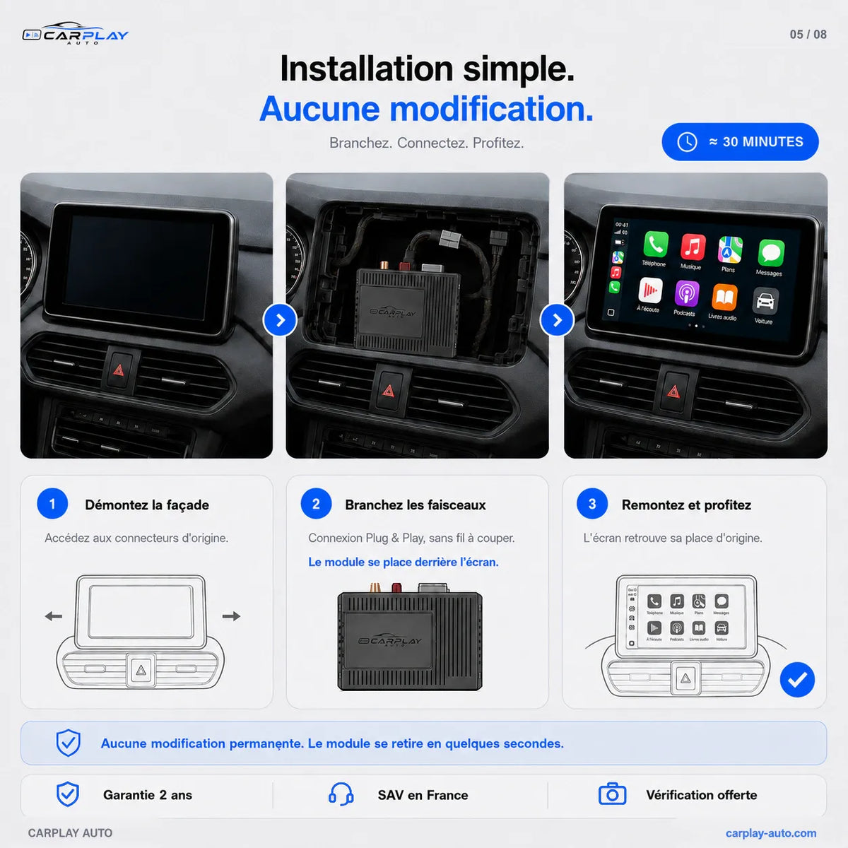 Boîtier CarPlay compatible avec Volvo XC60 [2015-2020] - Écran d'origine