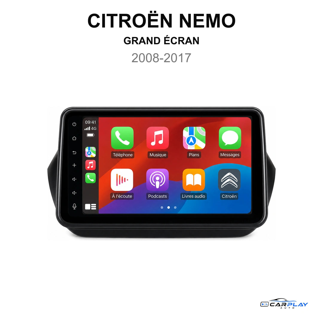 Écran CarPlay compatible avec Citroën NEMO [2008-2017] GRAND ÉCRAN