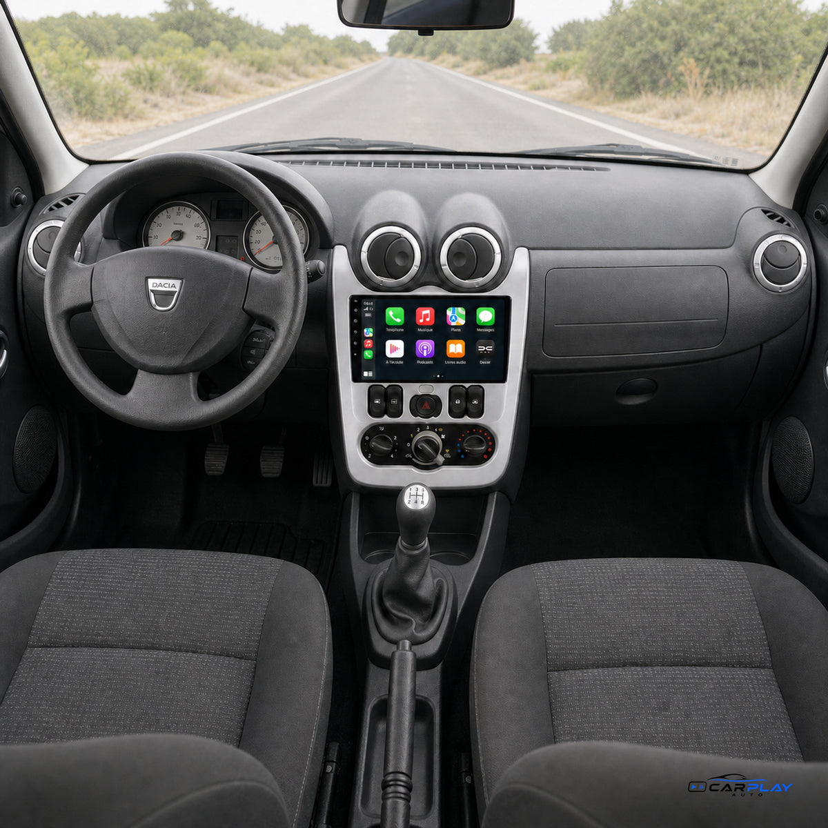 Écran CarPlay compatible avec Dacia Logan 1 [2009-2012] Type B - Avec commandes au volant