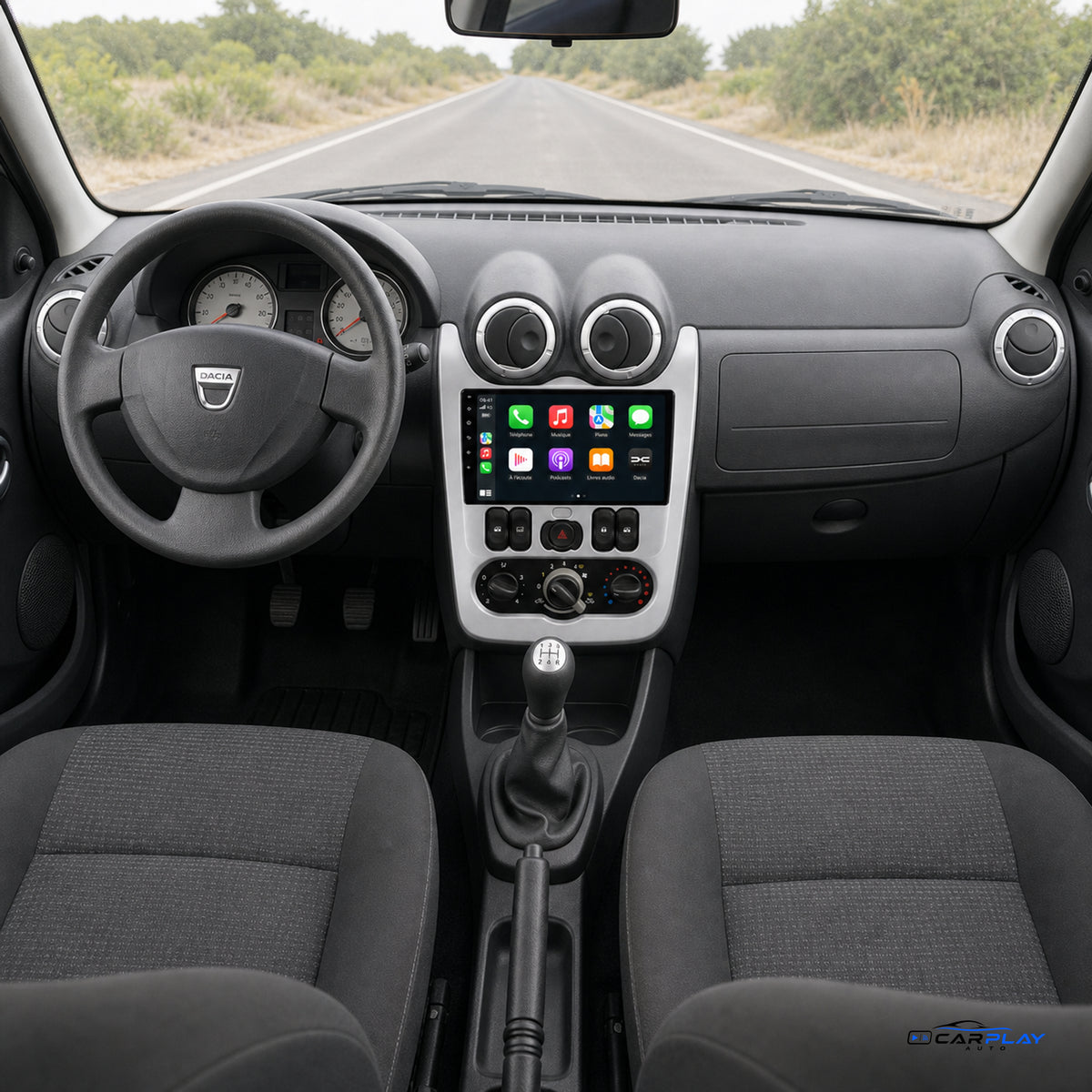 Écran CarPlay compatible avec Dacia Logan 1 [2009-2012] TYPE A - Sans commandes au volant
