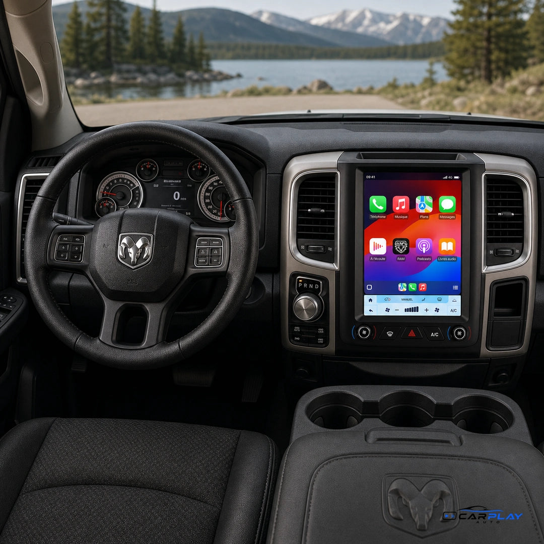 Écran CarPlay compatible avec Dodge RAM [2013-2018] TYPE A [CLIM MANUEL]