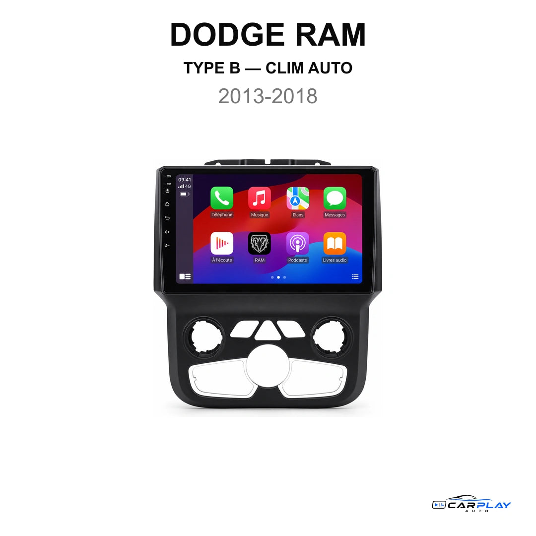 Écran CarPlay compatible avec Dodge RAM [2013-2018] TYPE B [CLIM AUTO]