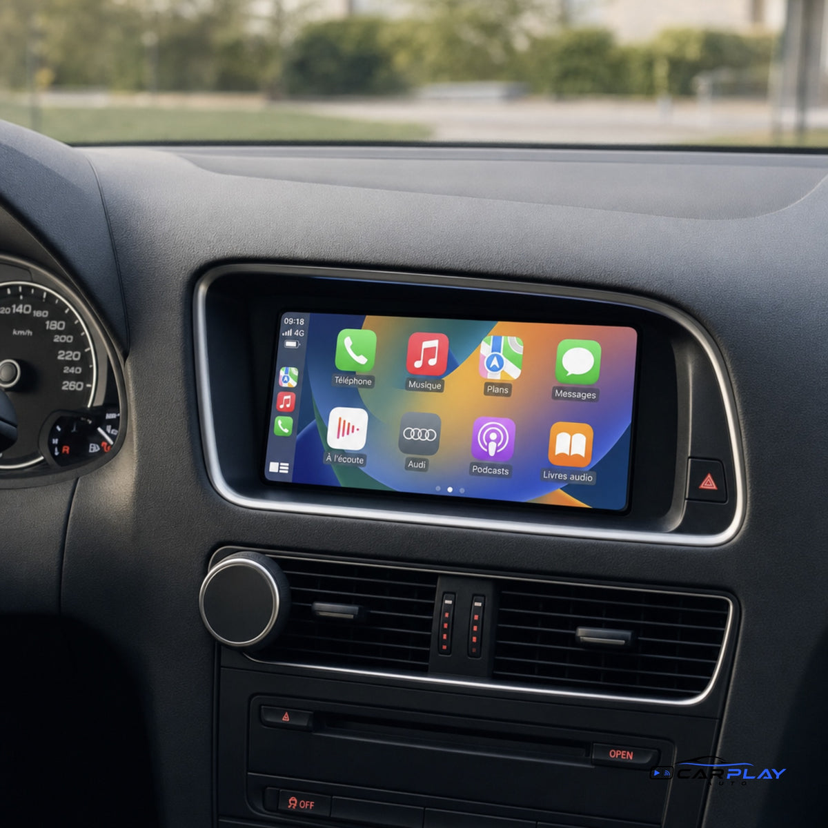 Écran CarPlay compatible avec Audi Q5 [2009-2015] - Sans GPS - Warning à droite