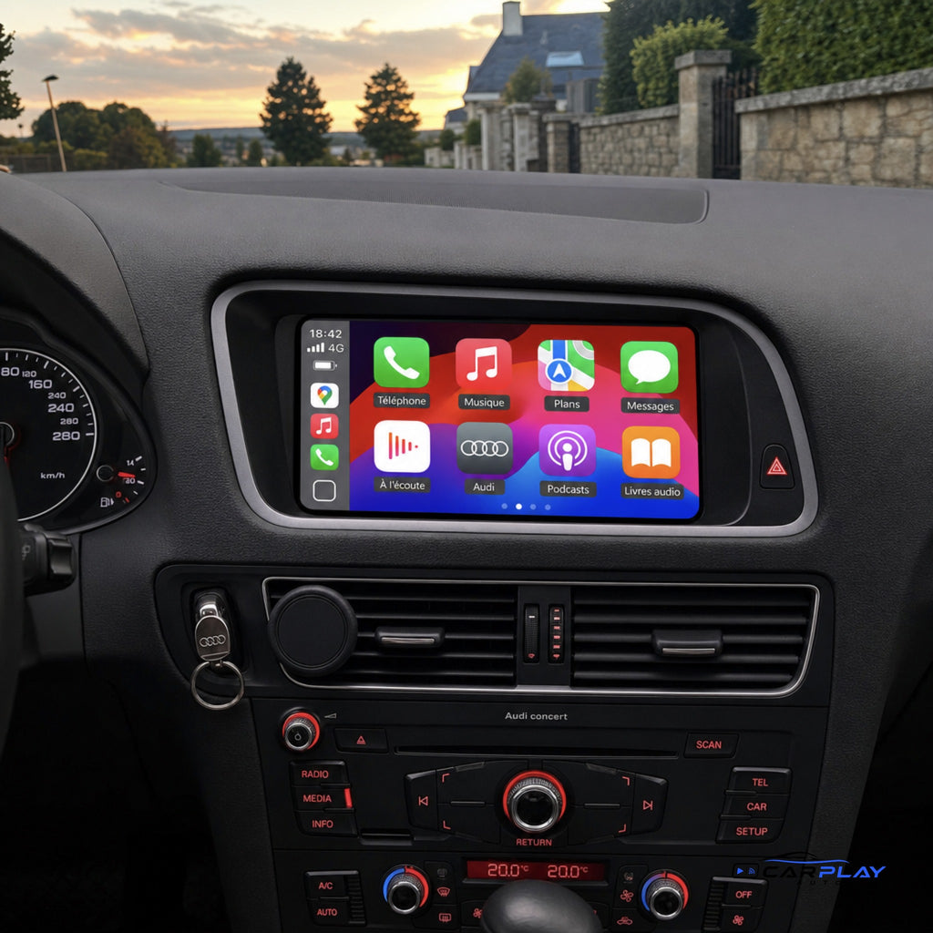 Écran CarPlay compatible avec Audi Q5 [2009-2015] - Sans GPS - Warning à droite