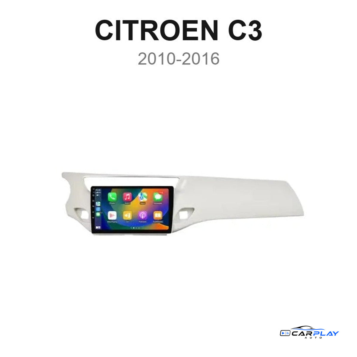 Écran CarPlay compatible avec Citroën C3 [2010-2016] - Blanc