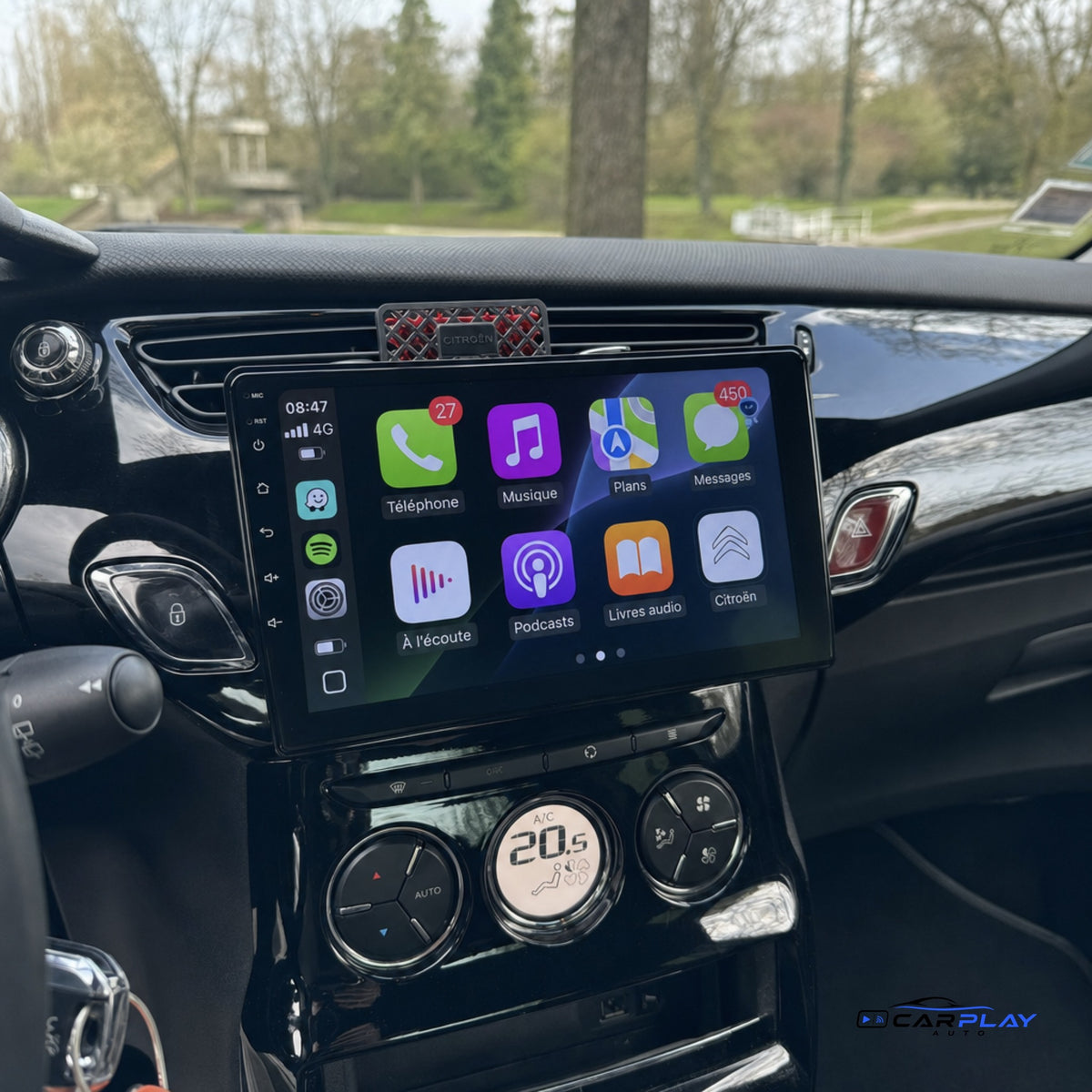 Écran CarPlay compatible avec Citroën C3 [2010-2016] - Noir