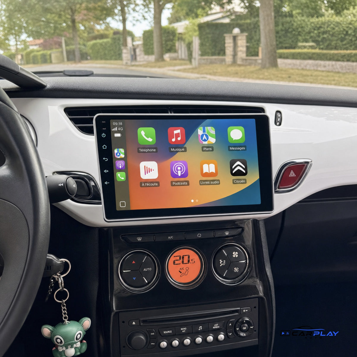Écran CarPlay compatible avec Citroën DS3 [2010-2016] - Blanc