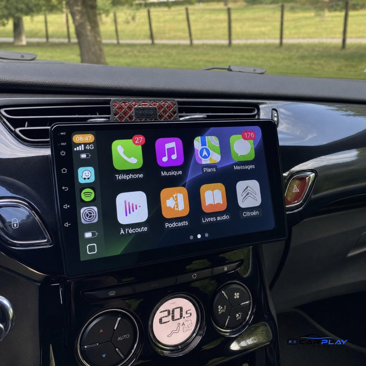 Écran CarPlay compatible avec Citroën DS3 [2010-2016] - Noir