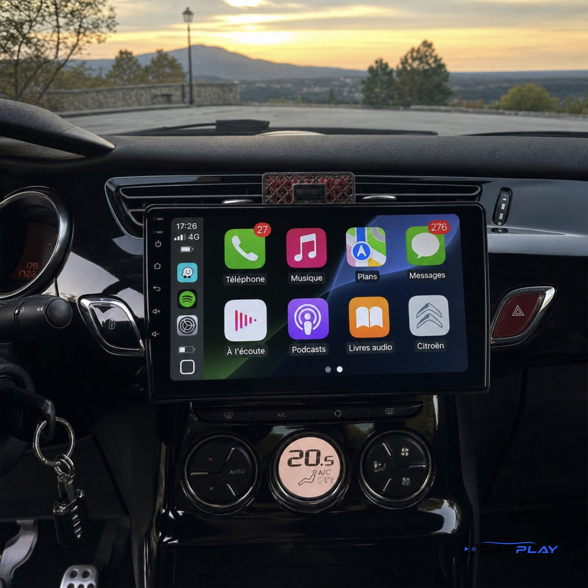 Écran CarPlay compatible avec Citroën DS3 [2010-2016] - Noir