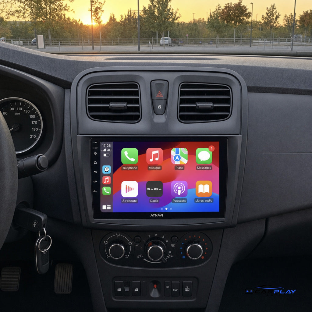 Écran CarPlay compatible avec Dacia Logan 2 [2014-2019] - Aérations carrées
