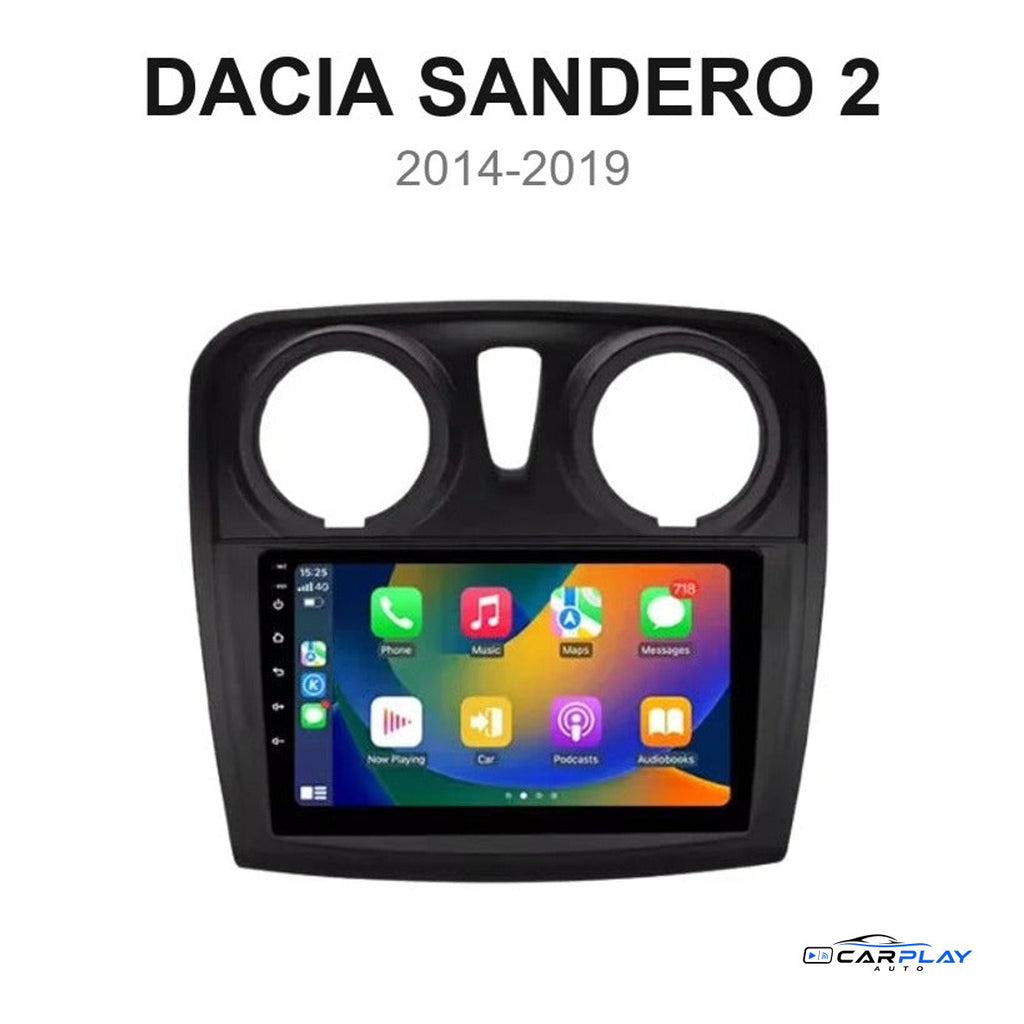 Écran CarPlay compatible avec Dacia Sandero 2 [2014-2019] - Aérations rondes