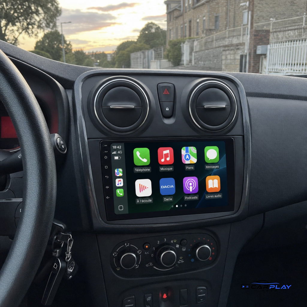 Écran CarPlay compatible avec Dacia Sandero 2 [2014-2019] - Aérations rondes