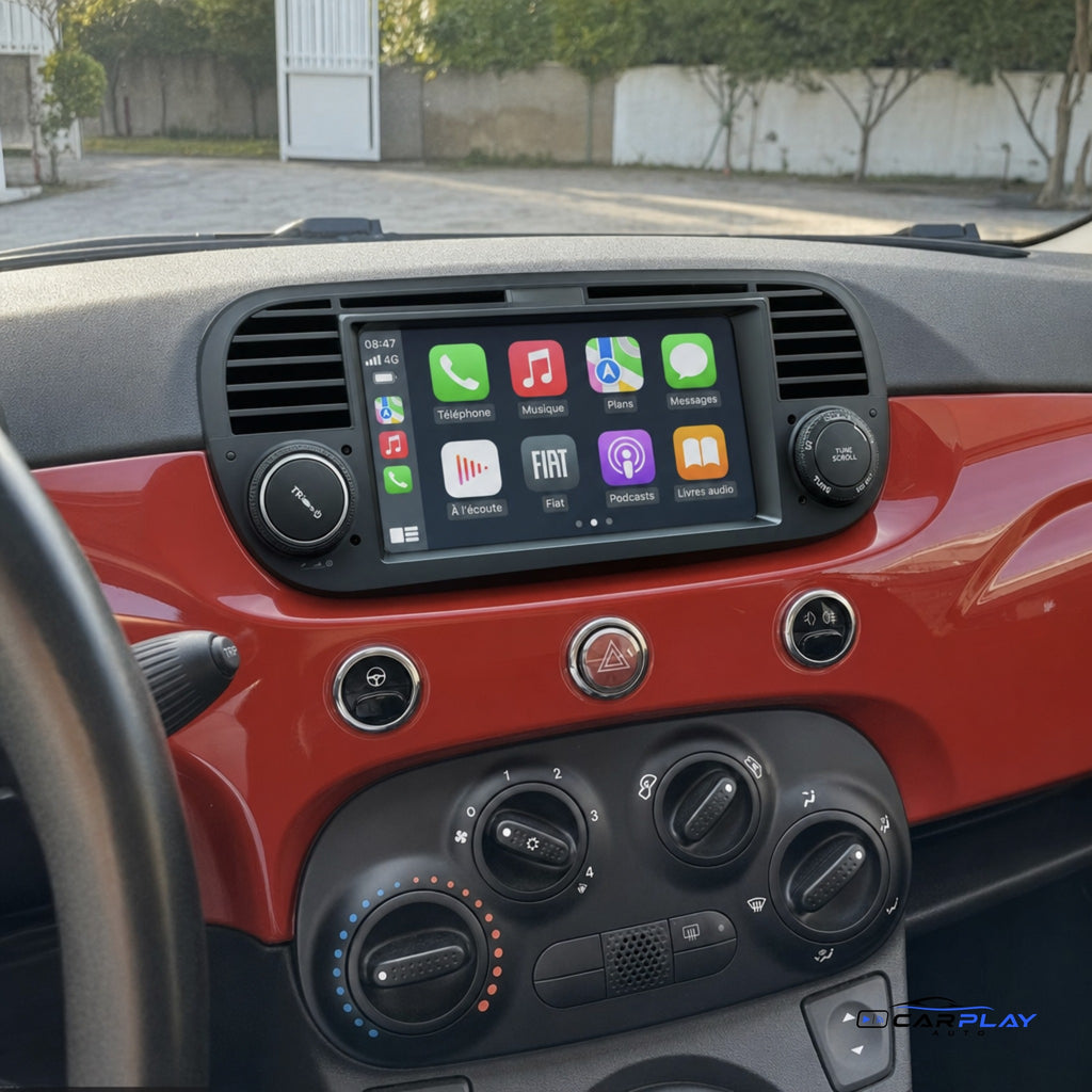 Écran CarPlay compatible avec Fiat 500 [2007-2015] - Noir