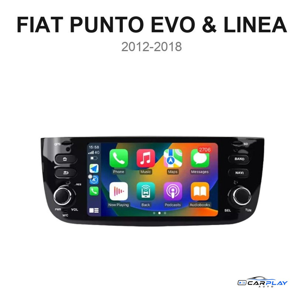 Écran CarPlay compatible avec Fiat Punto Evo / Linea [2012-2018]