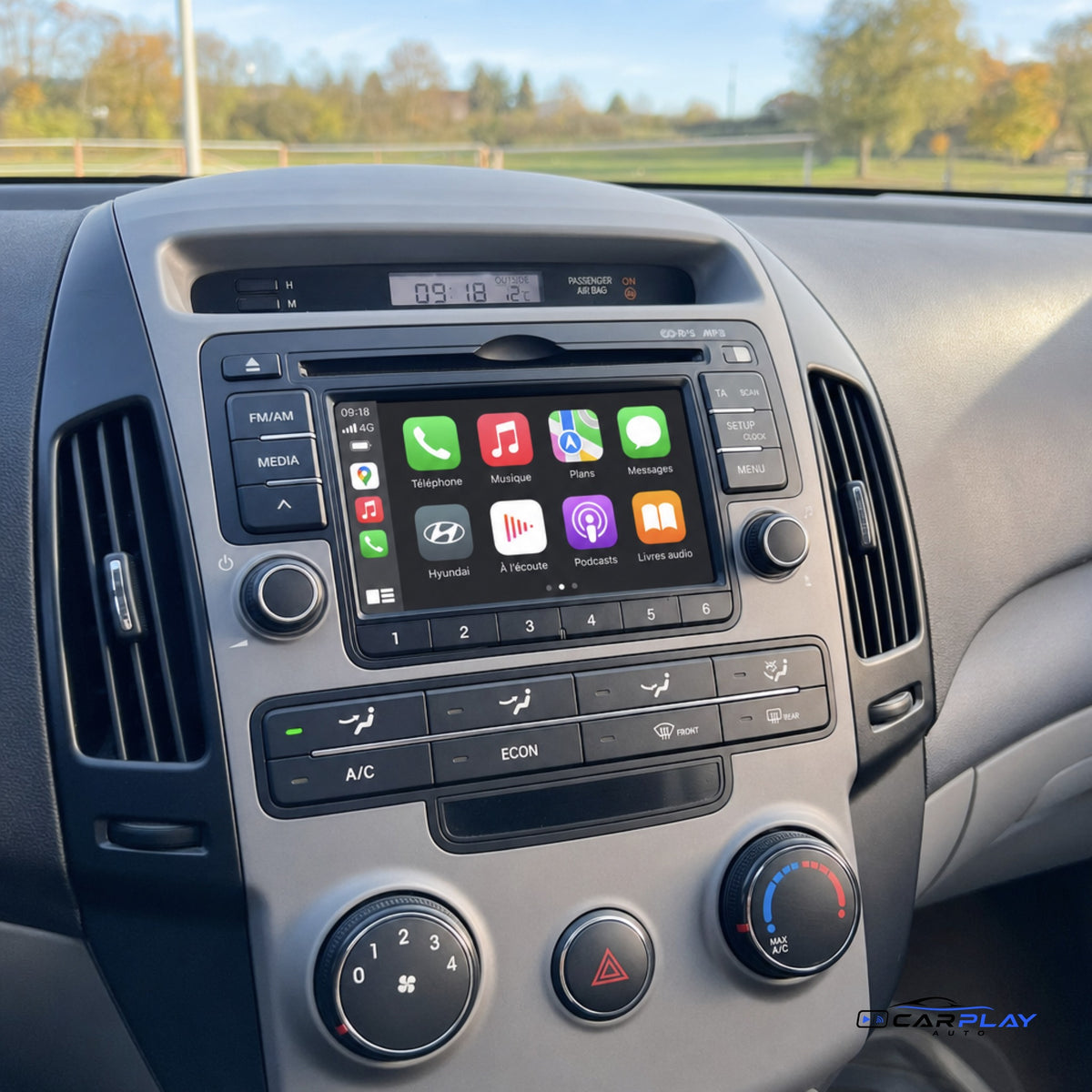 Écran CarPlay compatible avec Hyundai i30 [2006-2011] - Clim. automatique