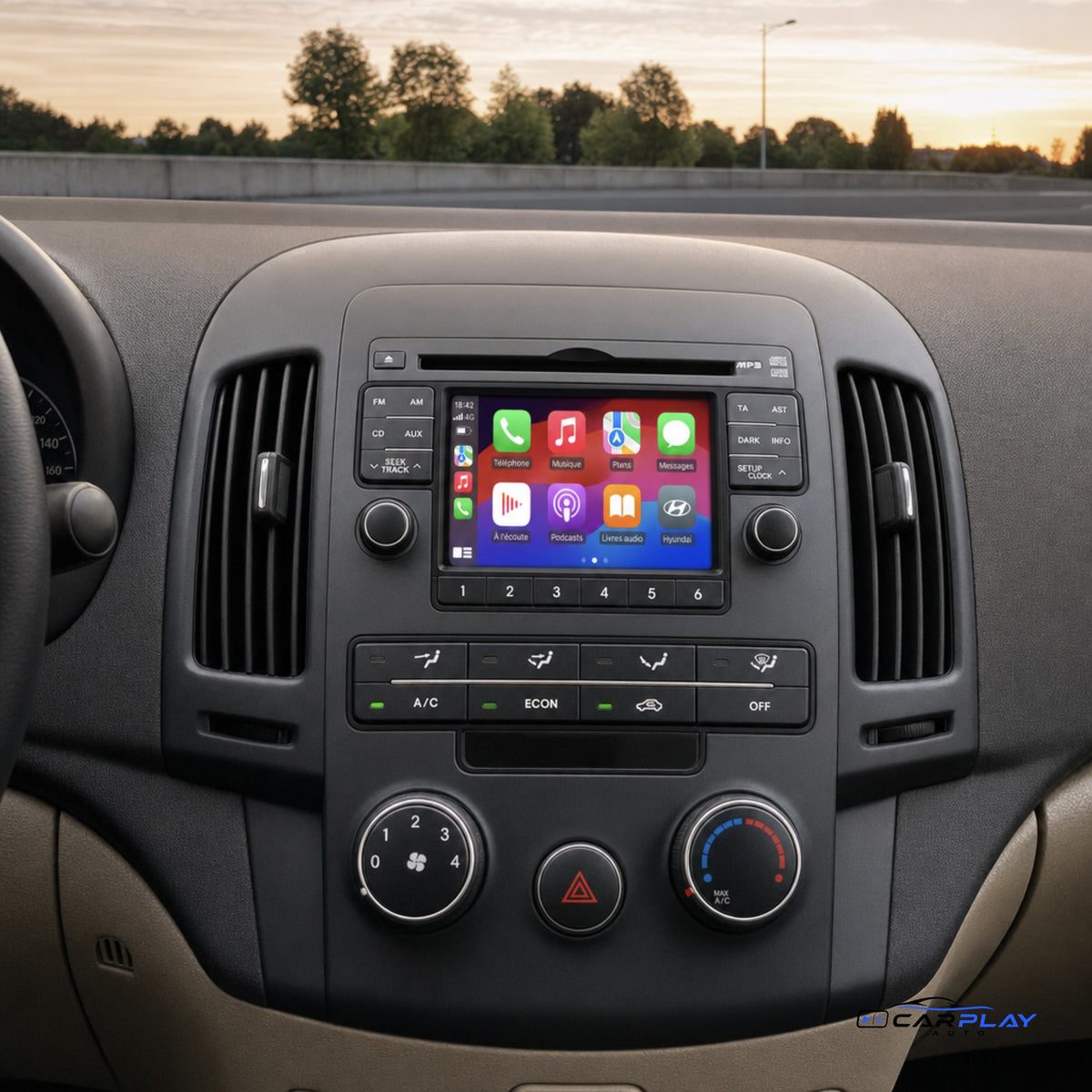 Écran CarPlay compatible avec Hyundai i30 [2006-2011] - Clim. automatique