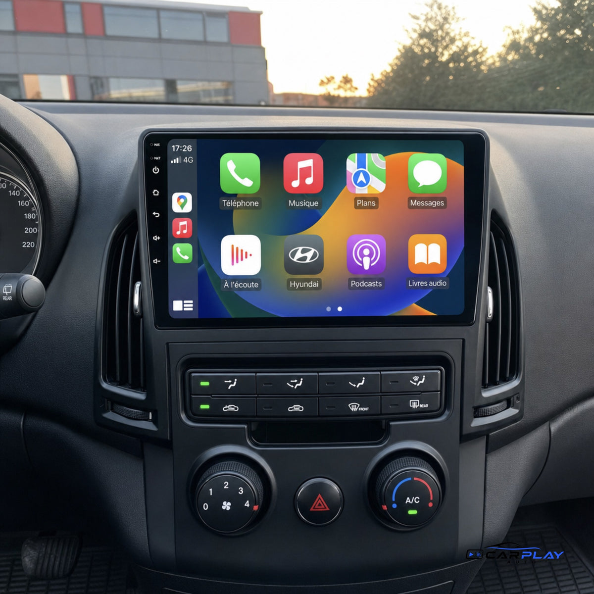 Écran CarPlay compatible avec Hyundai i30 [2006-2011] - Clim. manuelle