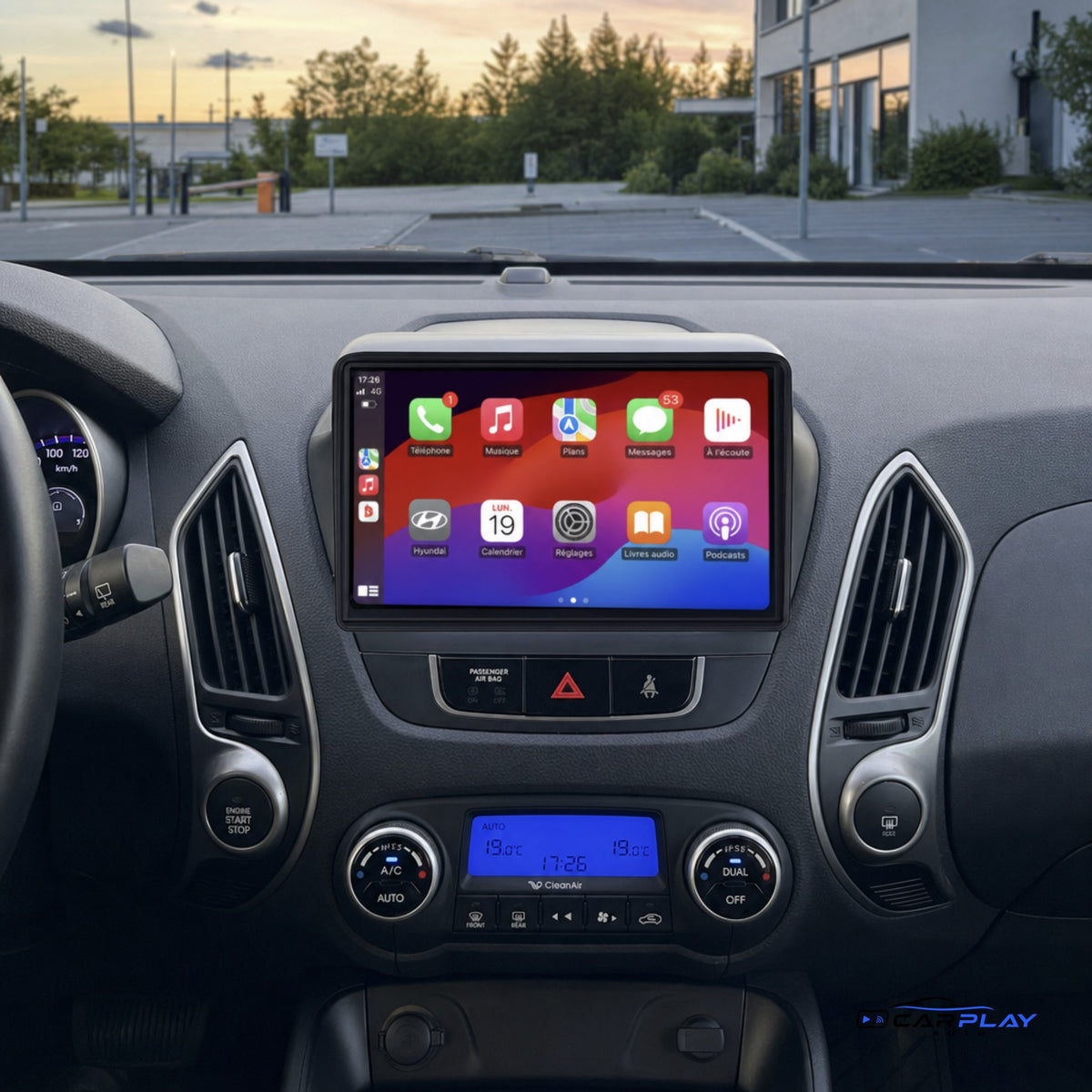 Écran CarPlay compatible avec Hyundai iX20 [2010-2023] - Climatisation manuelle