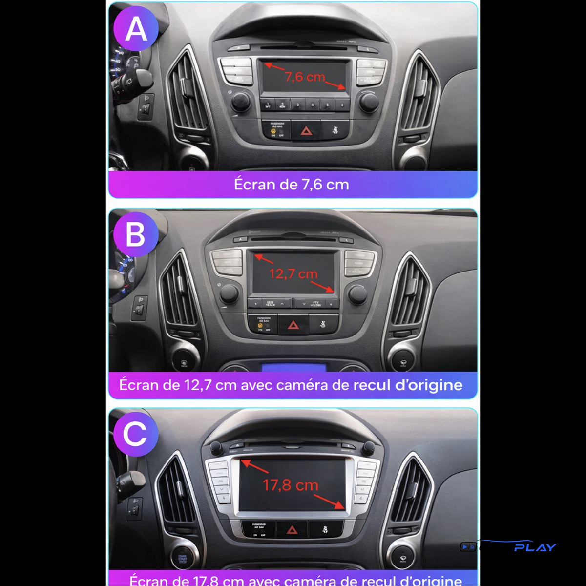Écran CarPlay compatible avec Hyundai IX35 | TUCSON [2009-2015] - Type B