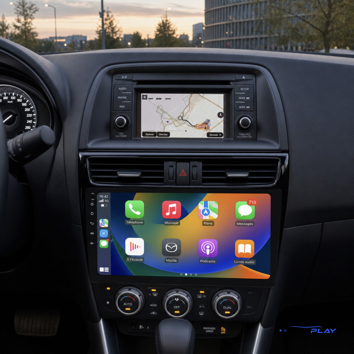 Écran CarPlay compatible avec Mazda CX-5 [2012-2015] - Type B (GPS d'origine, boutons latéraux)