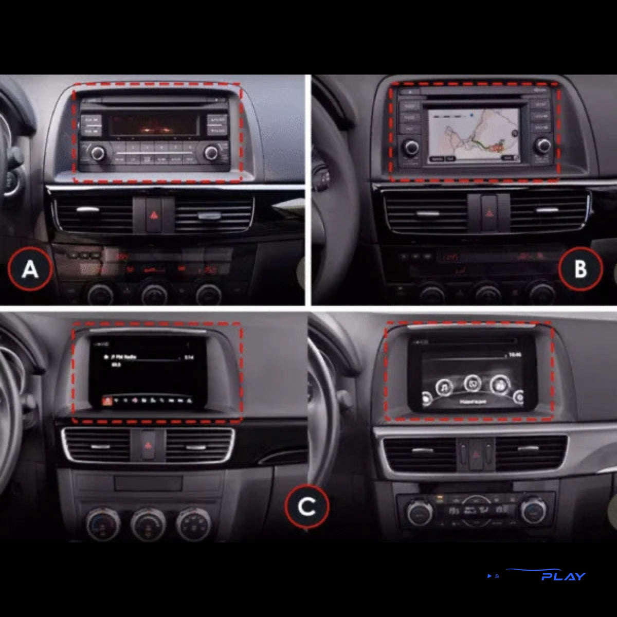 Écran CarPlay compatible avec Mazda CX-5 [2012-2015] - Type B (GPS d'origine, boutons latéraux)