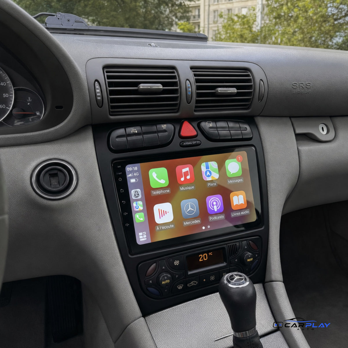 Écran CarPlay compatible avec Mercedes Classe C / CLK [2000-2005] Noir - Type A