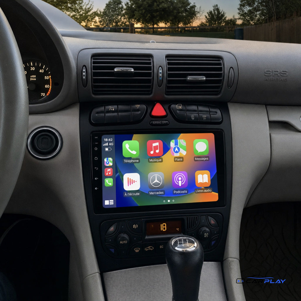 Écran CarPlay compatible avec Mercedes Classe C / CLK [2000-2005] Noir - Type A