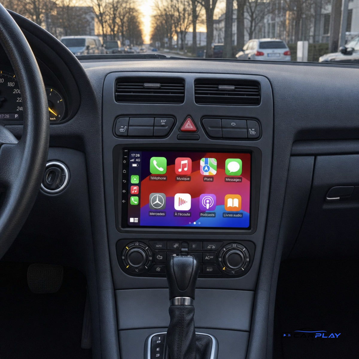 Écran CarPlay compatible avec Mercedes Classe C / CLK [2000-2005] - Noir - Type C