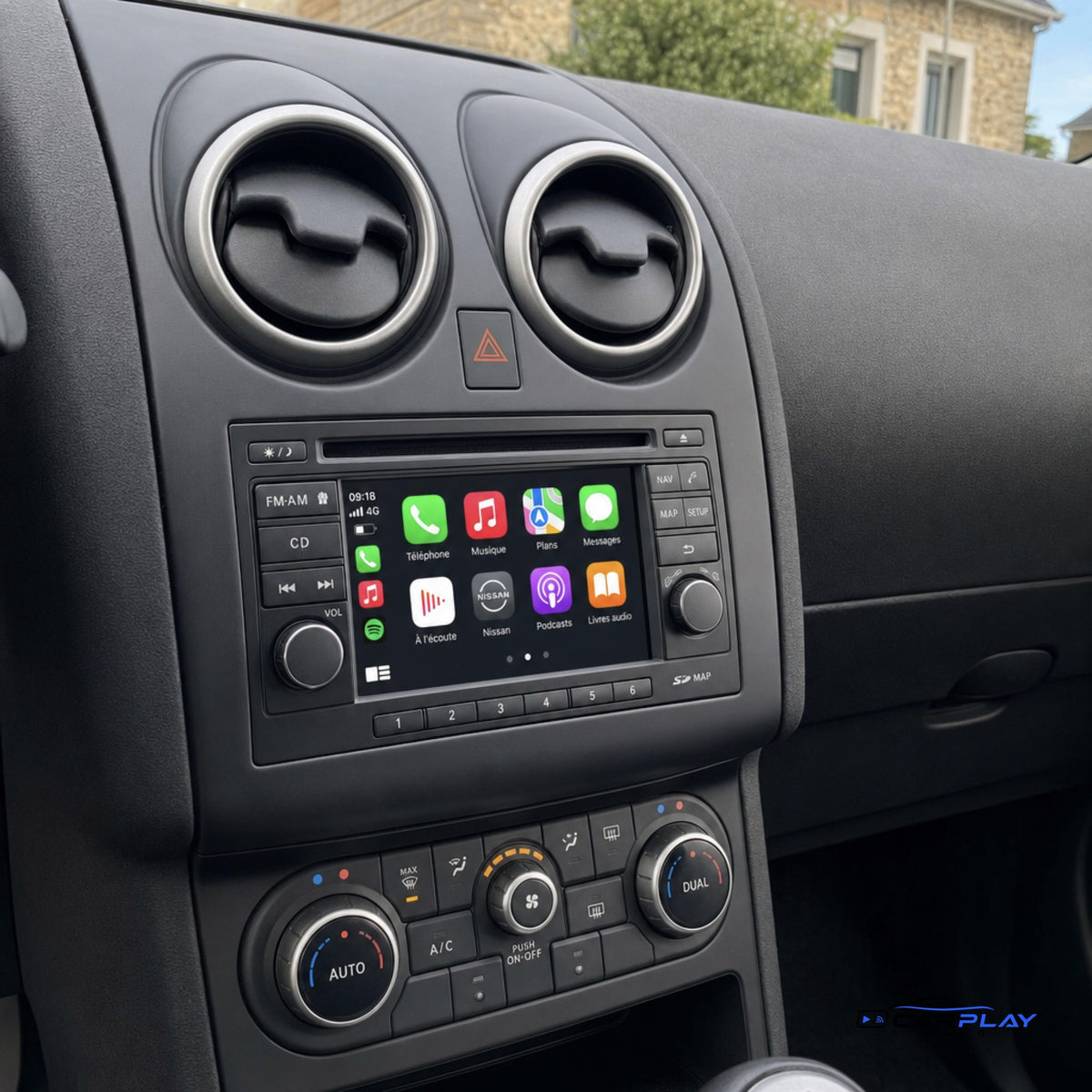 Écran CarPlay compatible avec Nissan Qashqai [2006-2013] Sans GPS d'origine