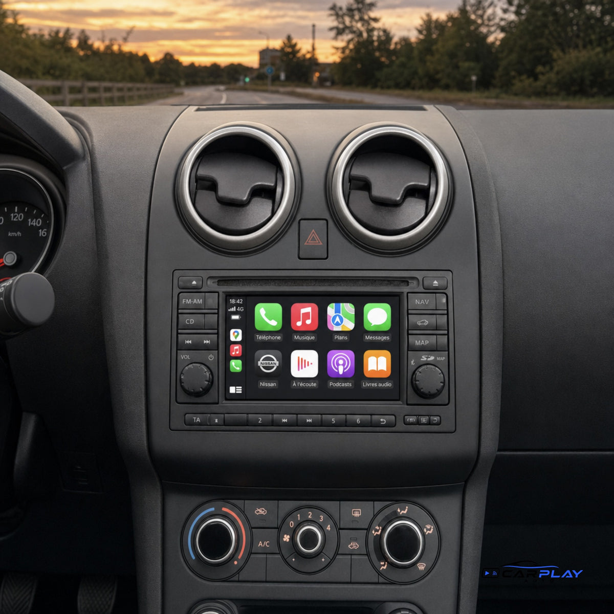 Écran CarPlay compatible avec Nissan Qashqai [2006-2013] Sans GPS d'origine