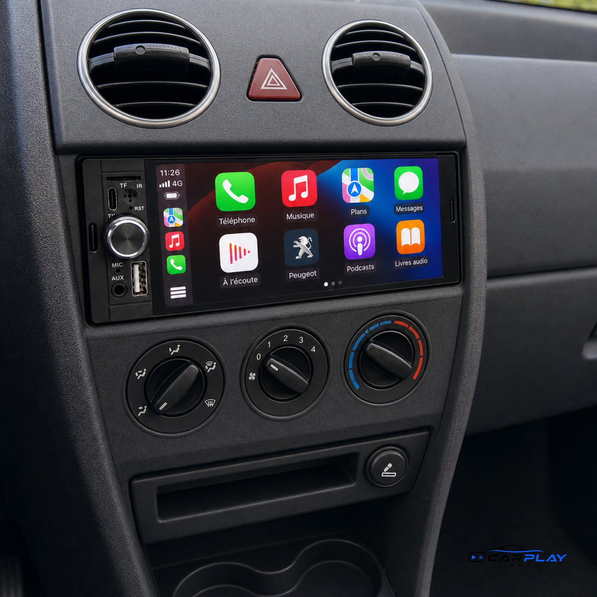 Écran CarPlay compatible avec Peugeot 1007 [2004-2011]